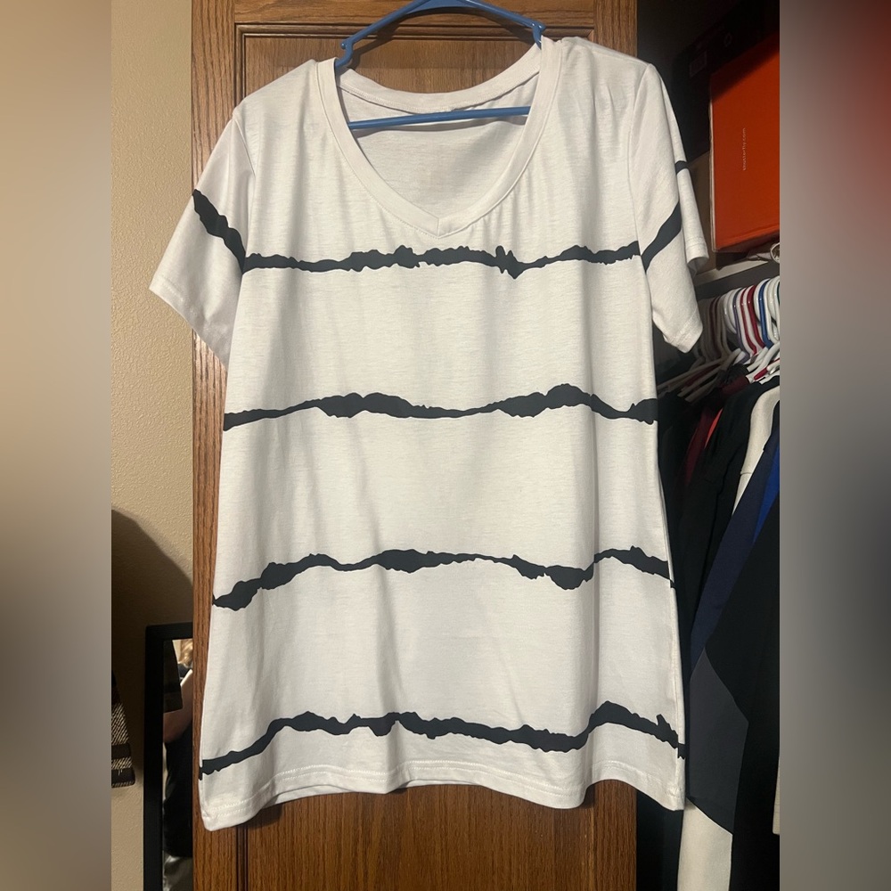 Striped Black and White Women's Top